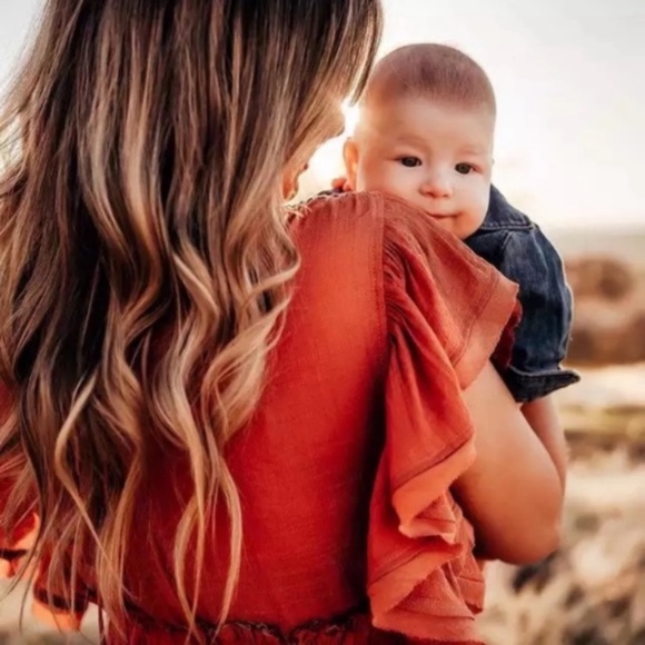 Red Gauze Boho Button Maxi Coverup Dress - Picture 6 of 10